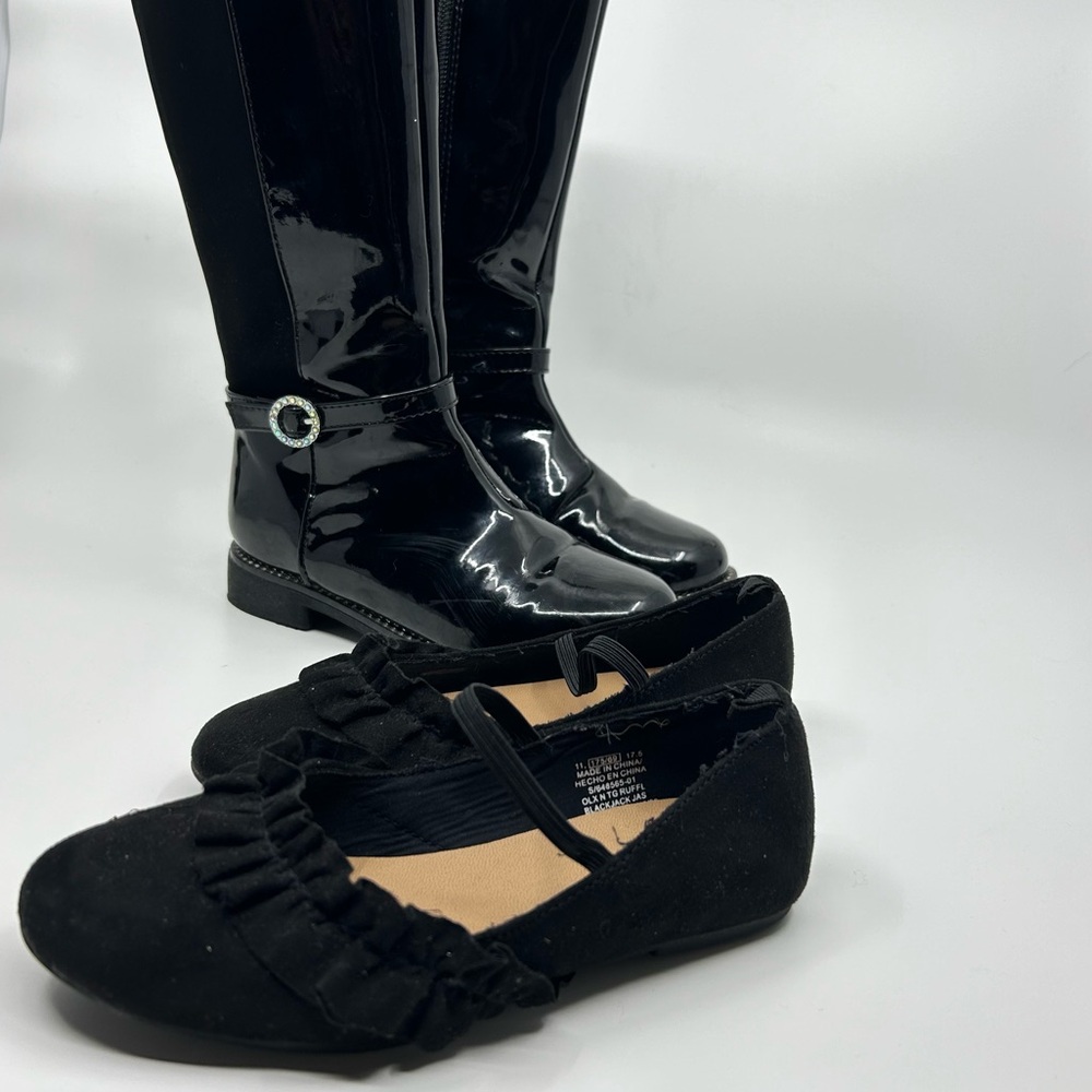 Like New- Two Pairs of Girls Size 11 Dress Shoes & Boots.